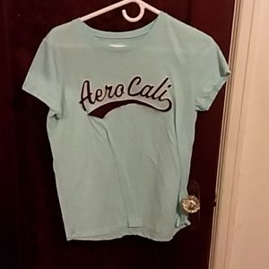 A light blue Aēropostale short sleeve shirt.